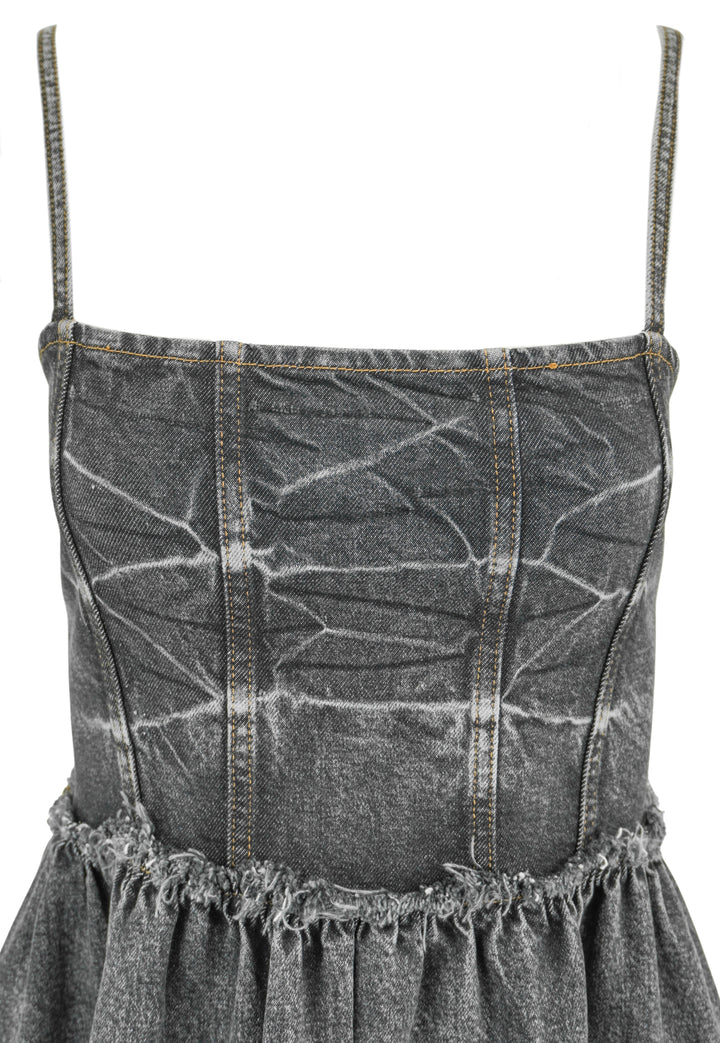 Ganni Denim Dress in Washed Black