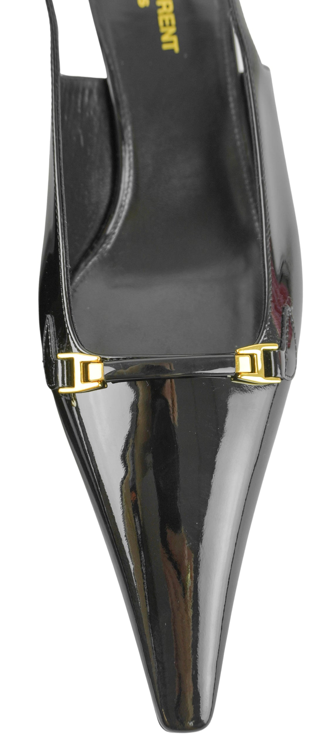 Saint Laurent Horsebit Slingbacks in Black Patent Leather - Discounts on Saint Laurent at UAL