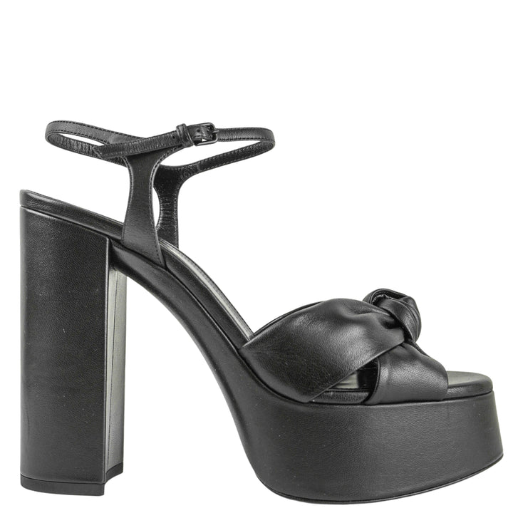 Saint Laurent Bianca Leather Platforms in Black - Discounts on Saint Laurent at UAL
