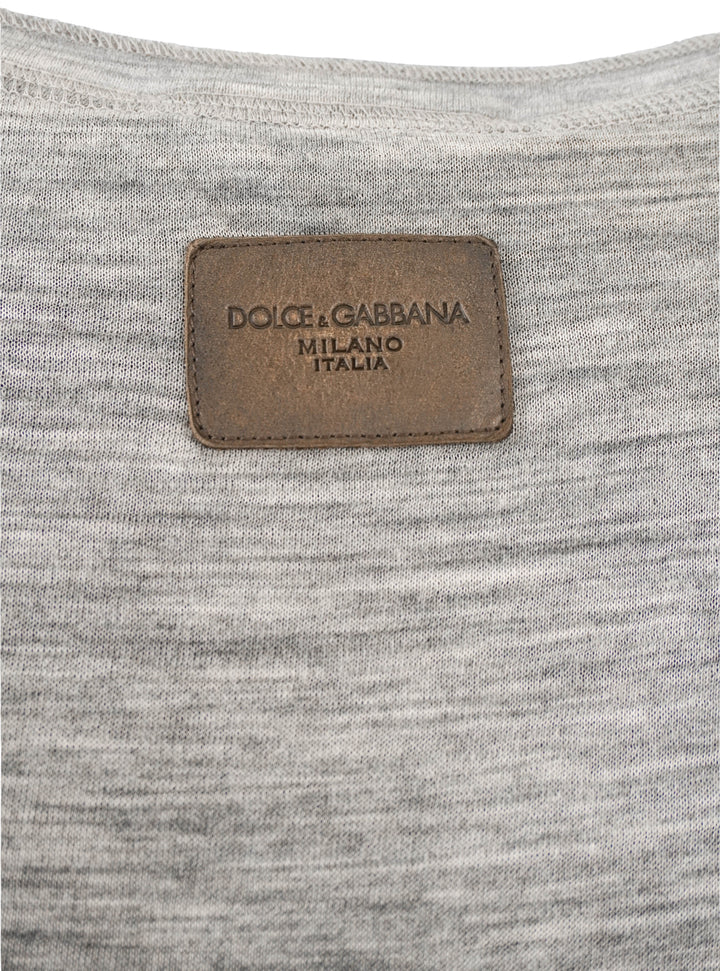 Dolce & Gabbana Henley Top in Grey and Black - Discounts on Dolce & Gabbana at UAL