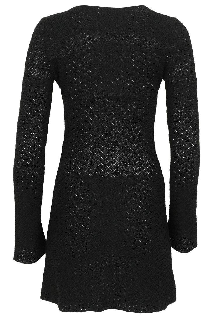 Saint Laurent Crochet Knit Mini Dress in Noir - Discounts on Saint Laurent at UAL