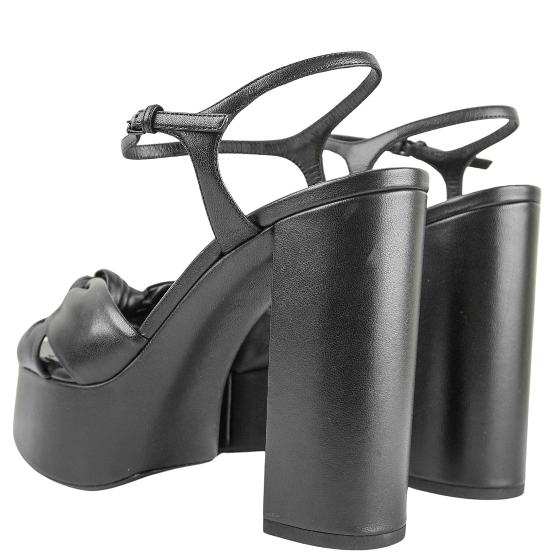 Saint Laurent Bianca Leather Platforms in Black - Discounts on Saint Laurent at UAL