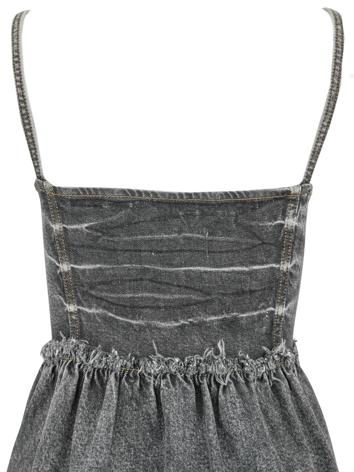 Ganni Denim Dress in Washed Black