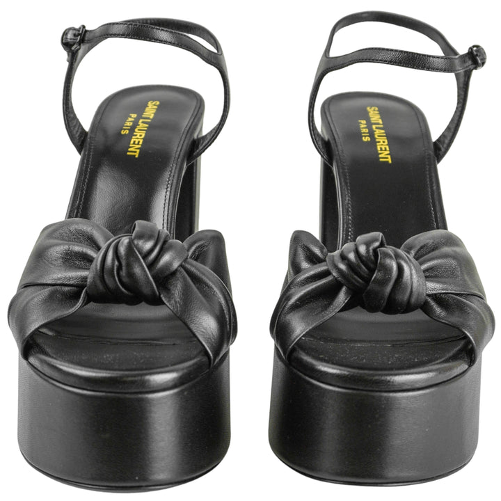 Saint Laurent Bianca Leather Platforms in Black - Discounts on Saint Laurent at UAL