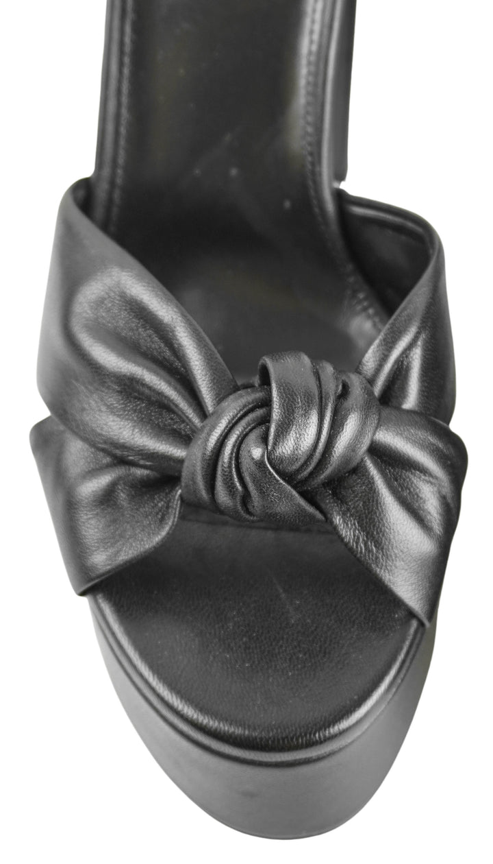 Saint Laurent Bianca Leather Platforms in Black - Discounts on Saint Laurent at UAL