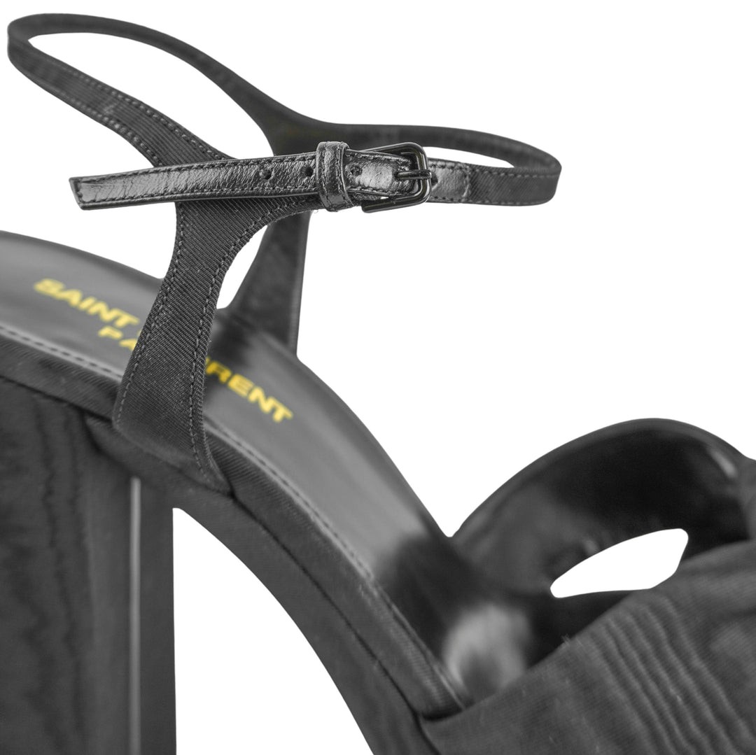 Saint Laurent Bianca Grosgrain Platform Sandals in Black - Discounts on Saint Laurent at UAL