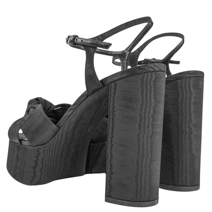 Saint Laurent Bianca Grosgrain Platform Sandals in Black - Discounts on Saint Laurent at UAL