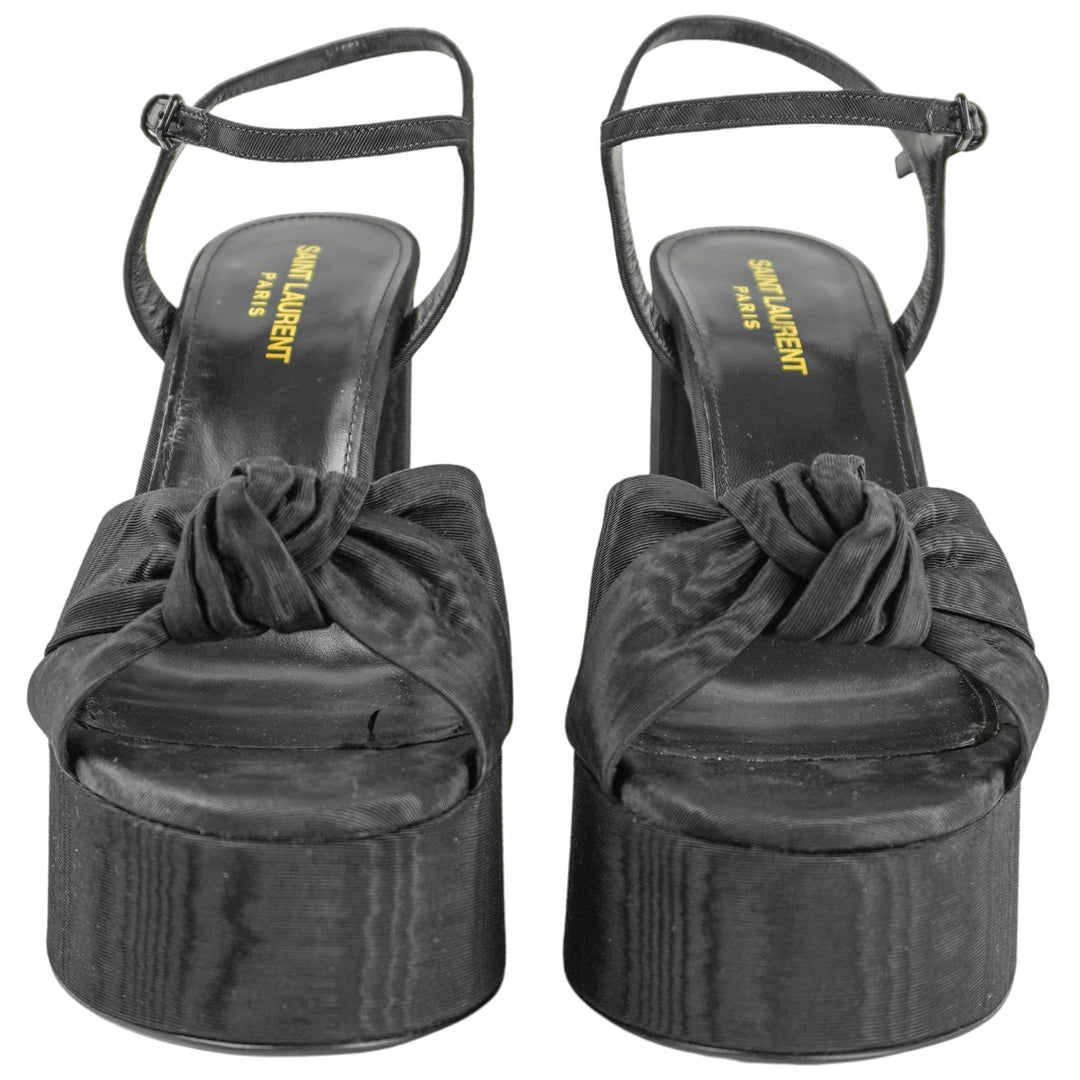 Saint Laurent Bianca Grosgrain Platform Sandals in Black - Discounts on Saint Laurent at UAL