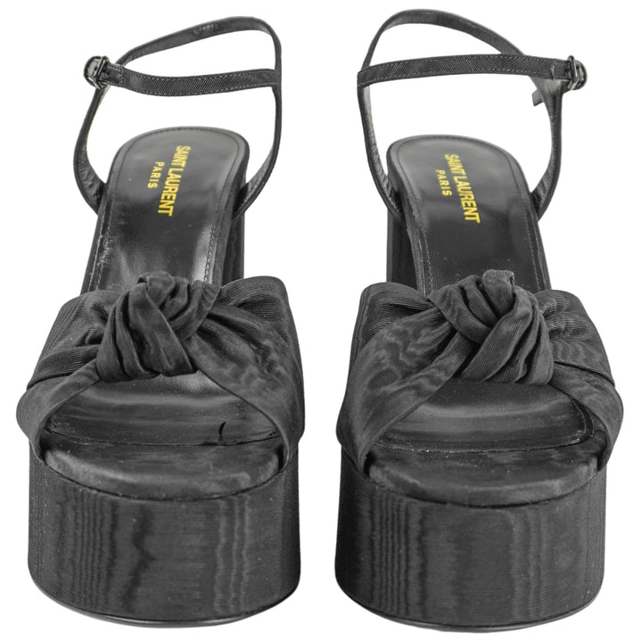 Saint Laurent Bianca Grosgrain Platform Sandals in Black - Discounts on Saint Laurent at UAL