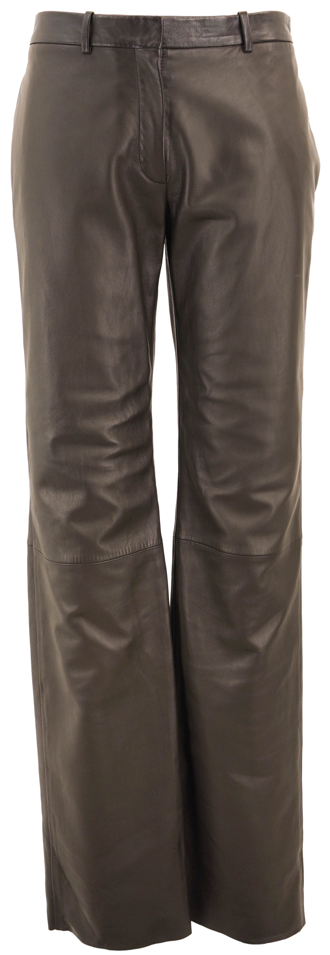 The Row Selviese Leather Pants in Dark Brown - Discounts on The Row at UAL