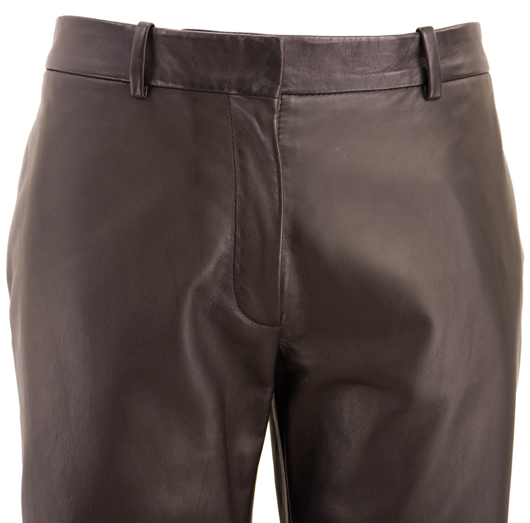 The Row Selviese Leather Pants in Dark Brown - Discounts on The Row at UAL