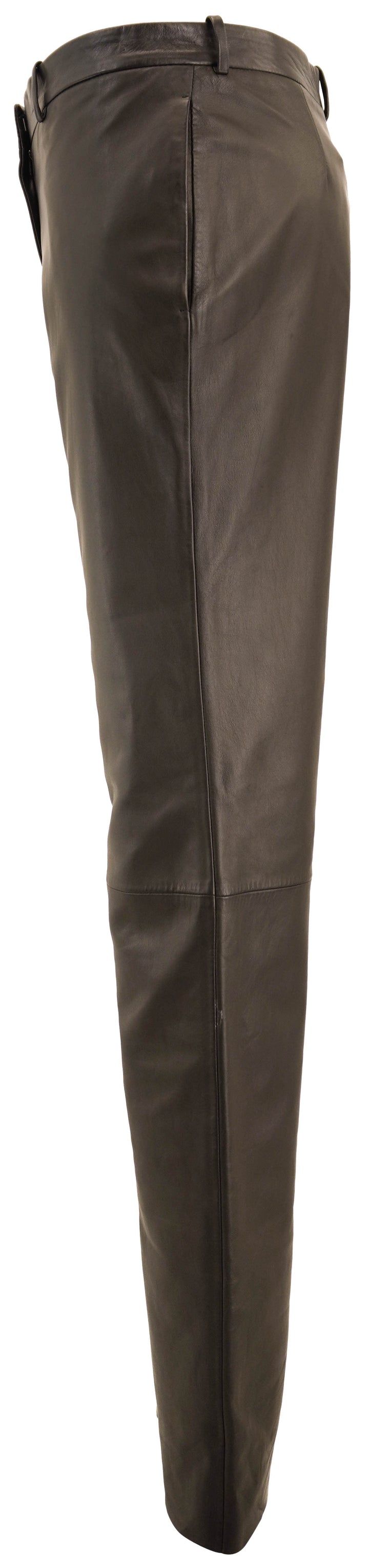 The Row Selviese Leather Pants in Dark Brown - Discounts on The Row at UAL
