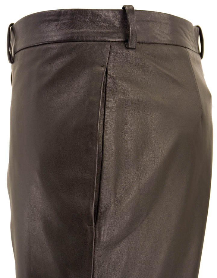 The Row Selviese Leather Pants in Dark Brown - Discounts on The Row at UAL