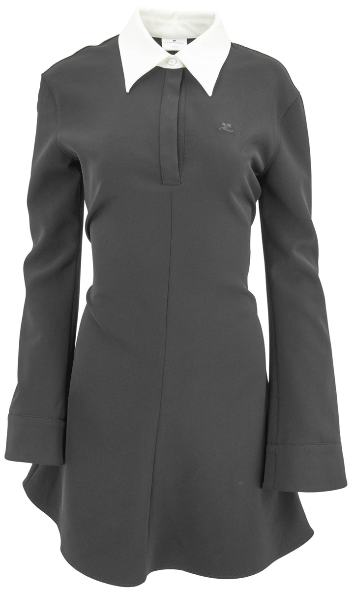 Courrèges Polo Dress in Black and Cream