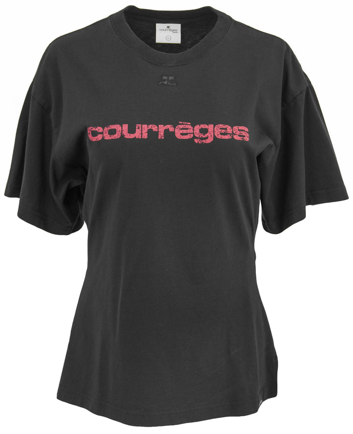 Courréges Logo T-Shirt in Black/Red
