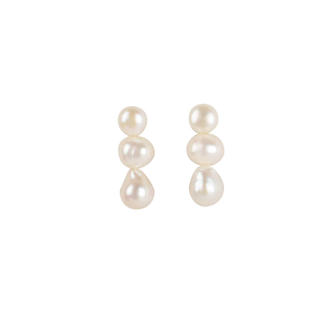 Shashi Triple Pearl Earrings