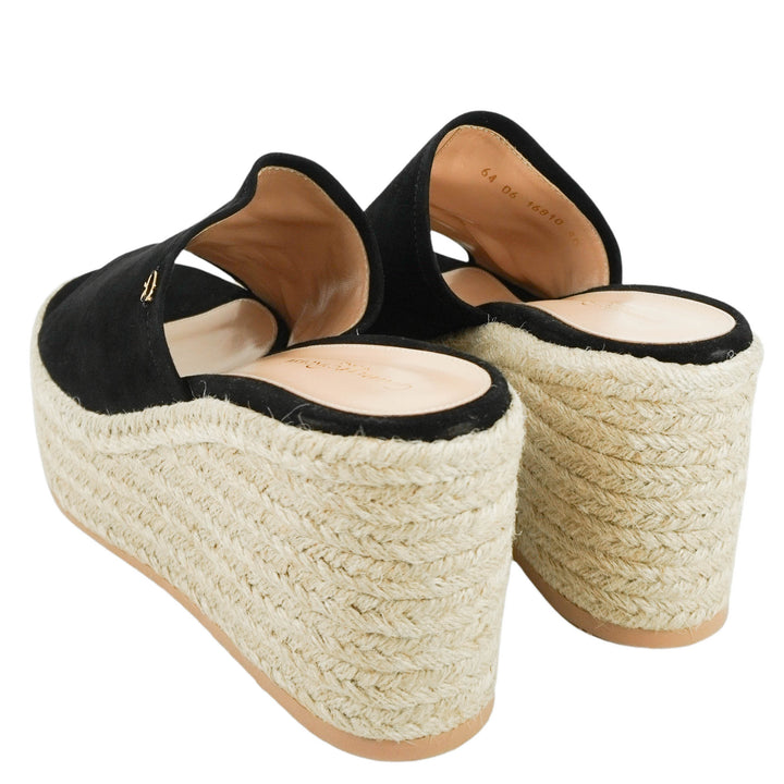 Gianvito Rossi Suede Wedges in Black - Discounts on Gianvito Rossi at UAL