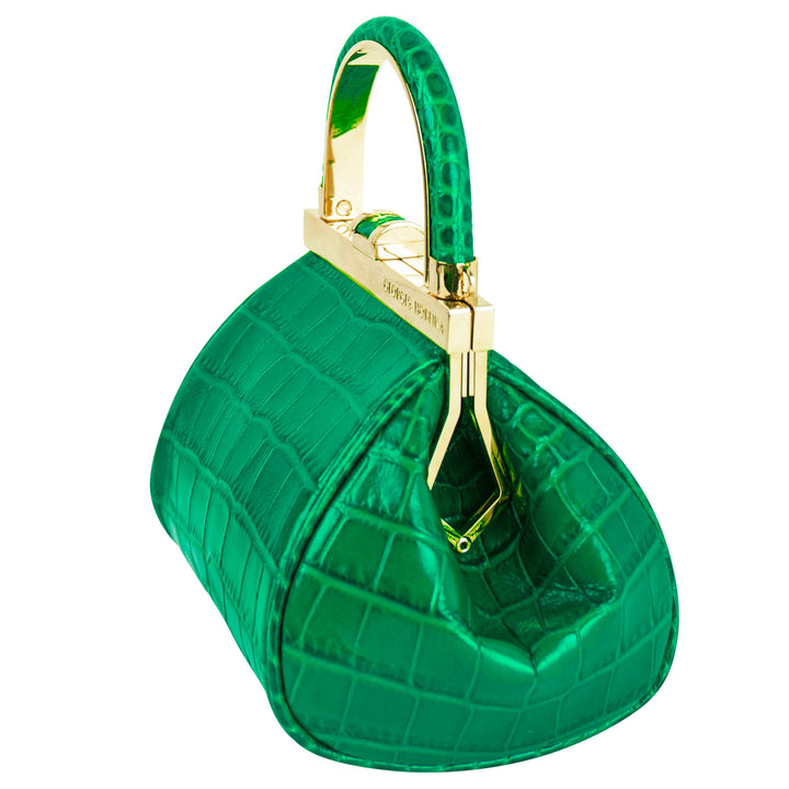 Georges Hobeika Croc Embossed Mini Bag in Green
