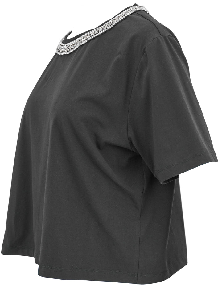 Veronica Beard Sebastian Crystal-Embellished T-Shirt in Black