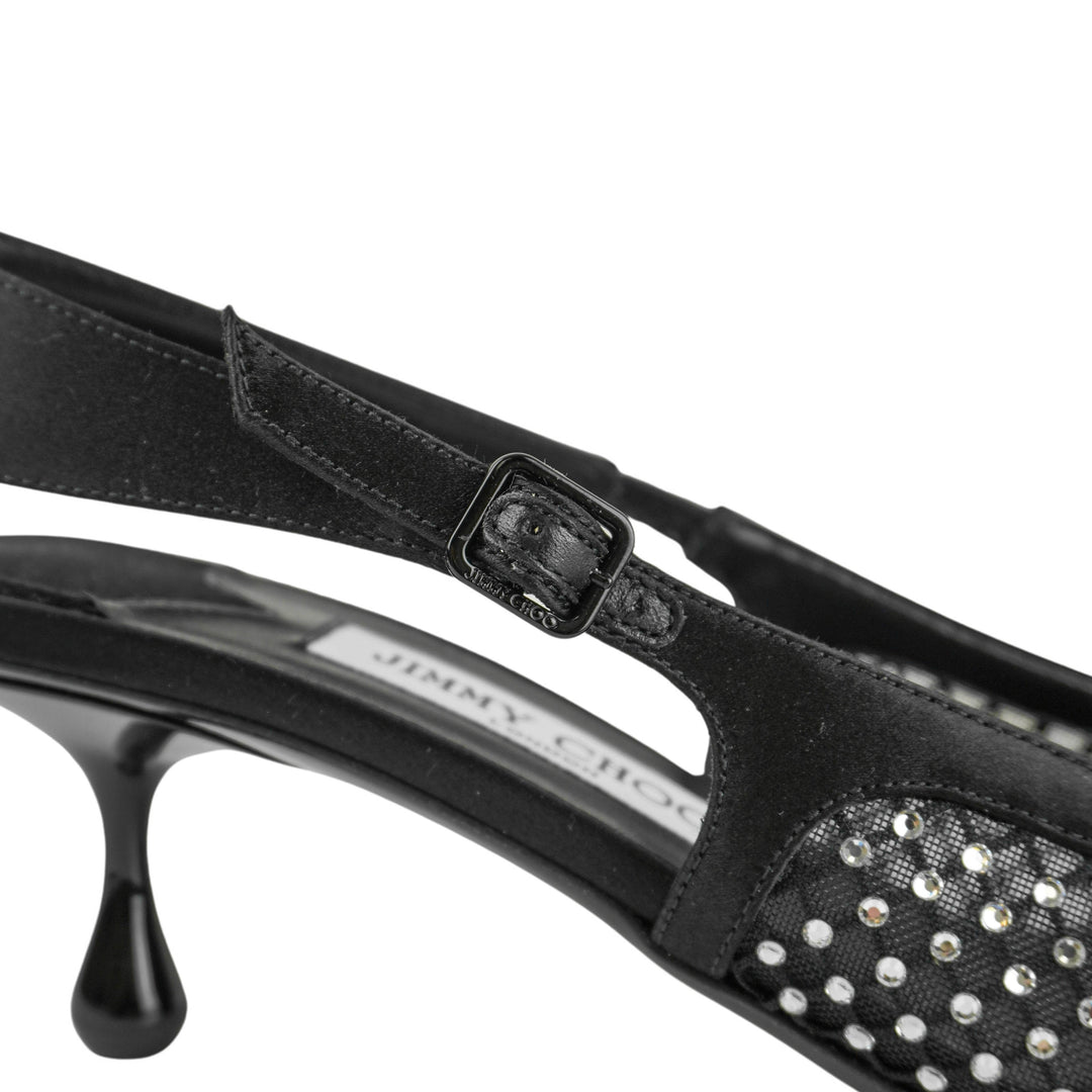 Jimmy Choo Amel Embellished Slingback Heels in Black - Discounts on Jimmy Choo at UAL
