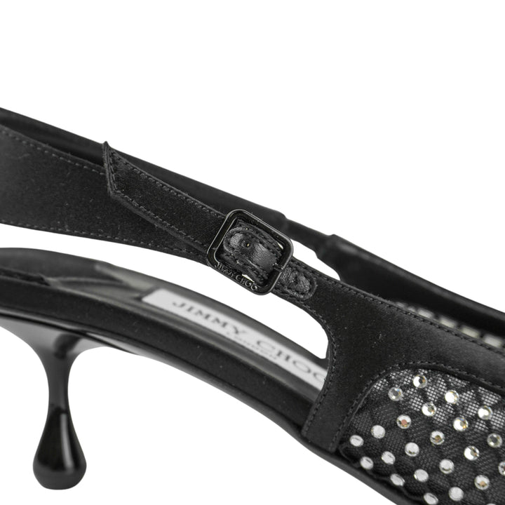 Jimmy Choo Amel Embellished Slingback Heels in Black - Discounts on Jimmy Choo at UAL