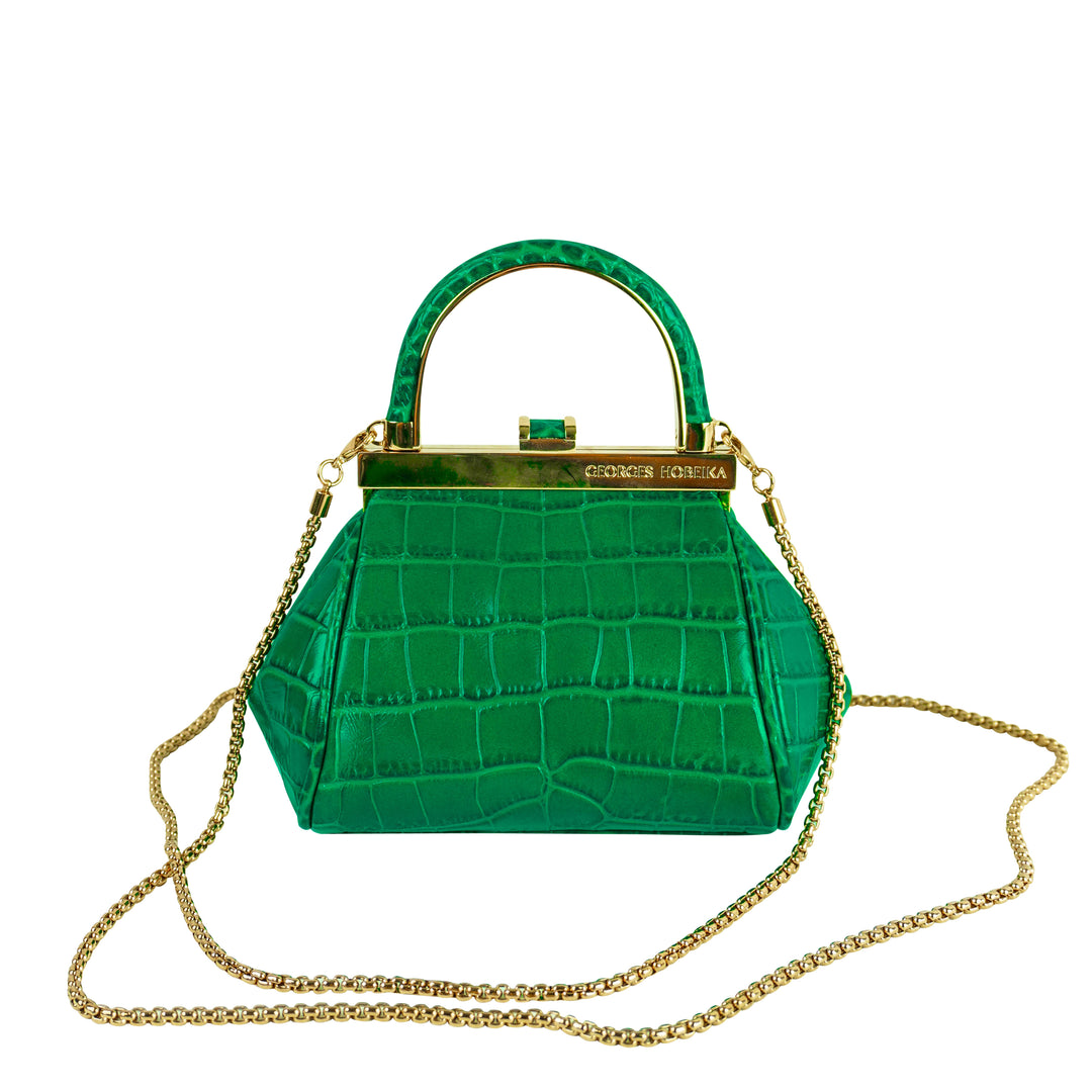 Georges Hobeika Croc Embossed Mini Bag in Green
