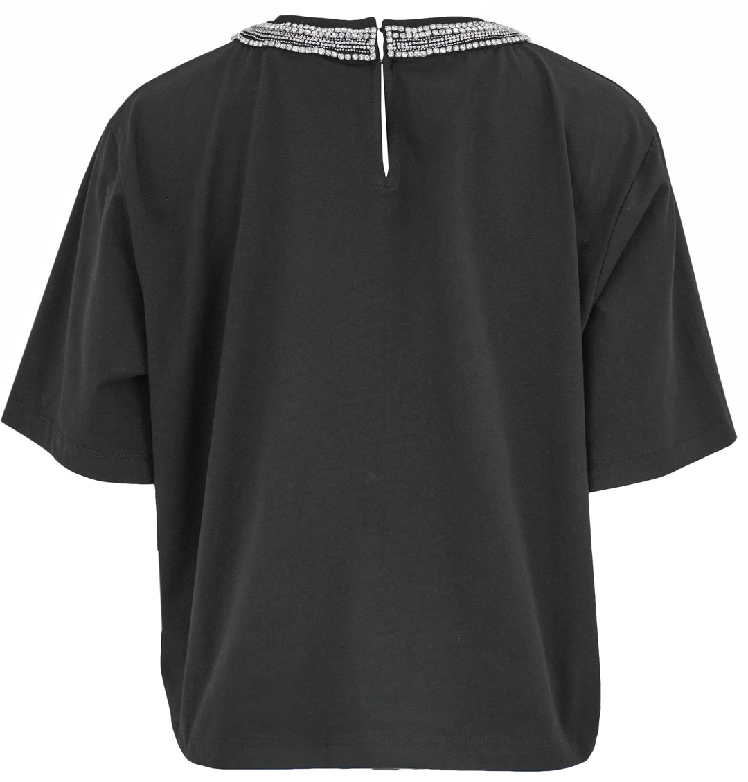 Veronica Beard Sebastian Crystal-Embellished T-Shirt in Black