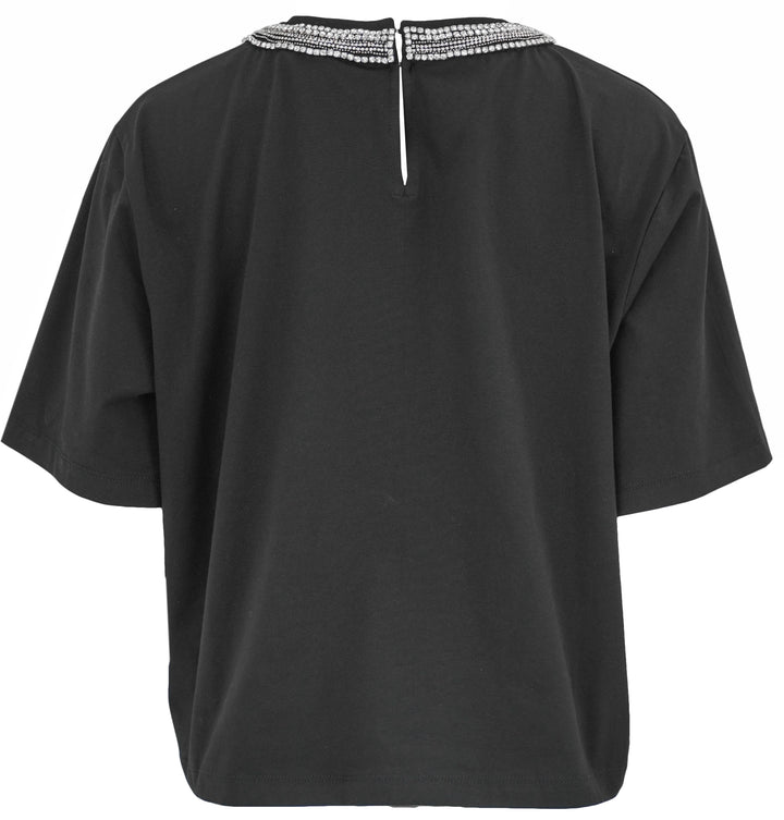 Veronica Beard Sebastian Crystal-Embellished T-Shirt in Black