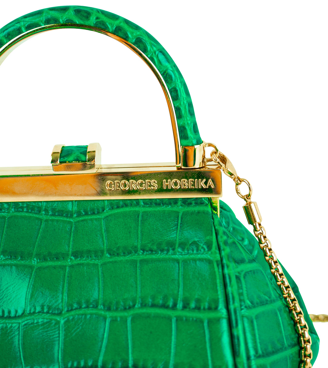 Georges Hobeika Croc Embossed Mini Bag in Green
