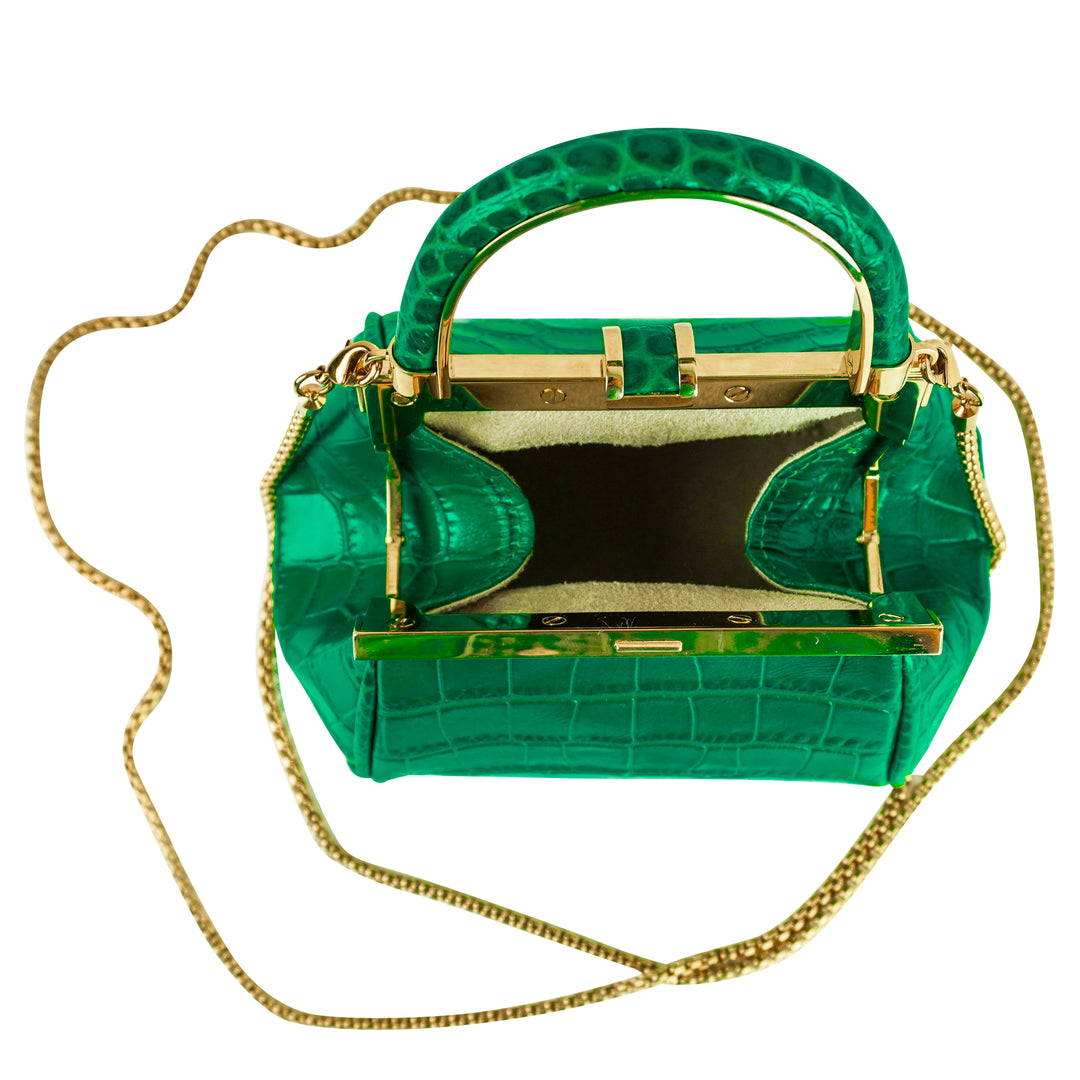 Georges Hobeika Croc Embossed Mini Bag in Green