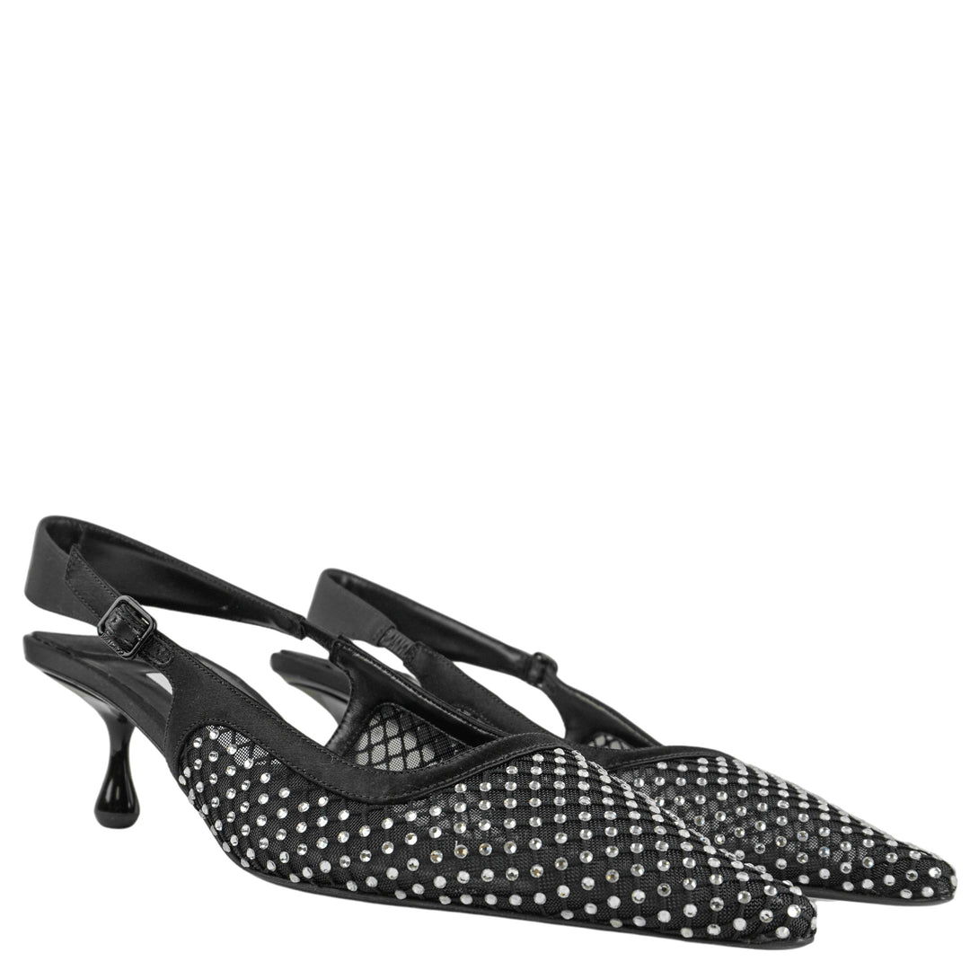 Jimmy Choo Amel Embellished Slingback Heels in Black - Discounts on Jimmy Choo at UAL