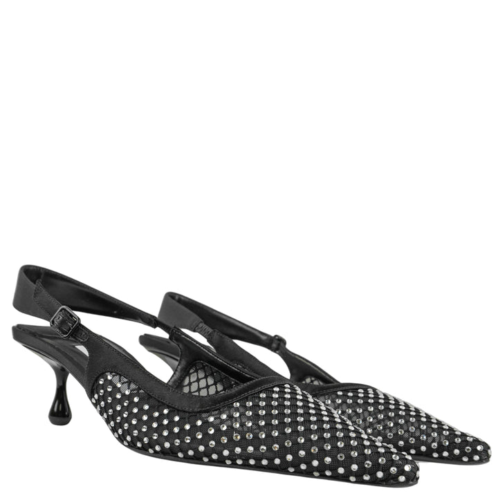 Jimmy Choo Amel Embellished Slingback Heels in Black - Discounts on Jimmy Choo at UAL