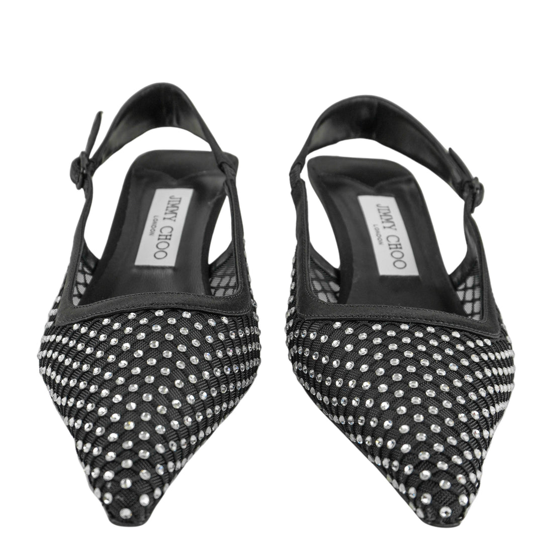 Jimmy Choo Amel Embellished Slingback Heels in Black - Discounts on Jimmy Choo at UAL