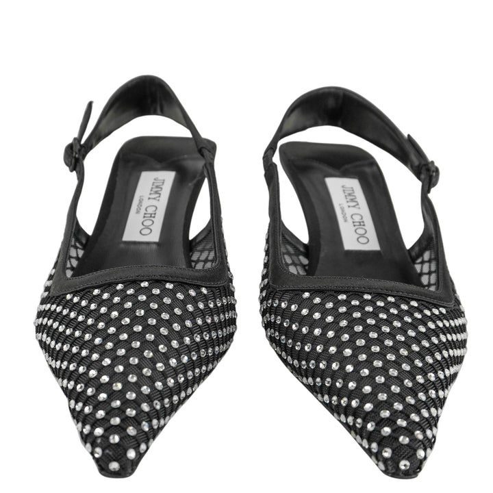 Jimmy Choo Amel Embellished Slingback Heels in Black - Discounts on Jimmy Choo at UAL