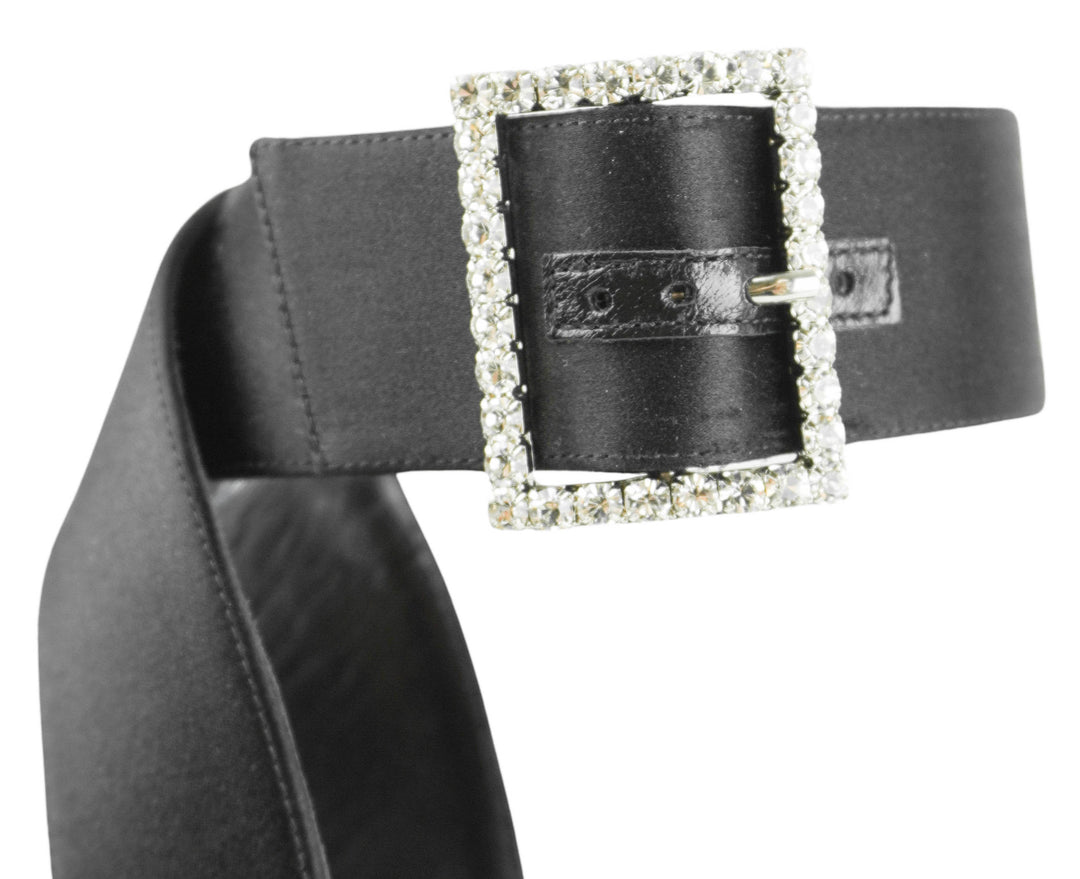 Saint Laurent Bianca Satin Platform Sandals in Black - Discounts on Saint Laurent at UAL