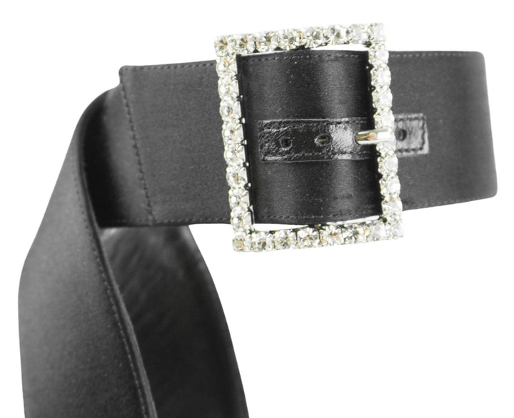 Saint Laurent Bianca Satin Platform Sandals in Black - Discounts on Saint Laurent at UAL