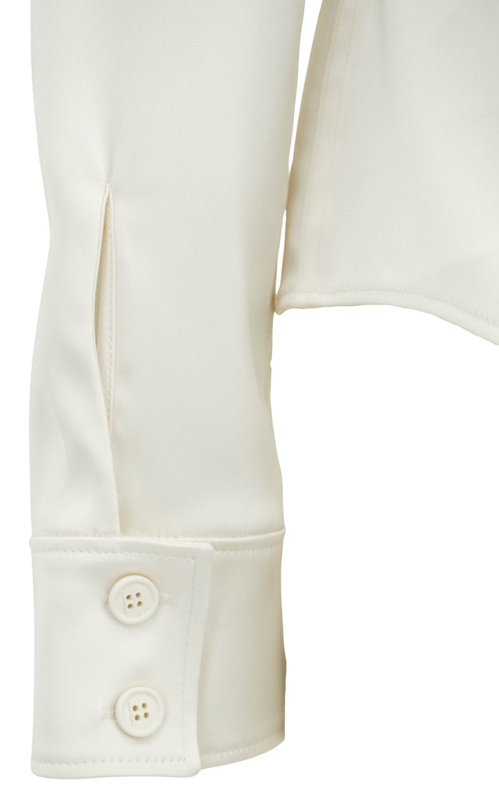 Courrèges Satin Button Down Blouse in Cream