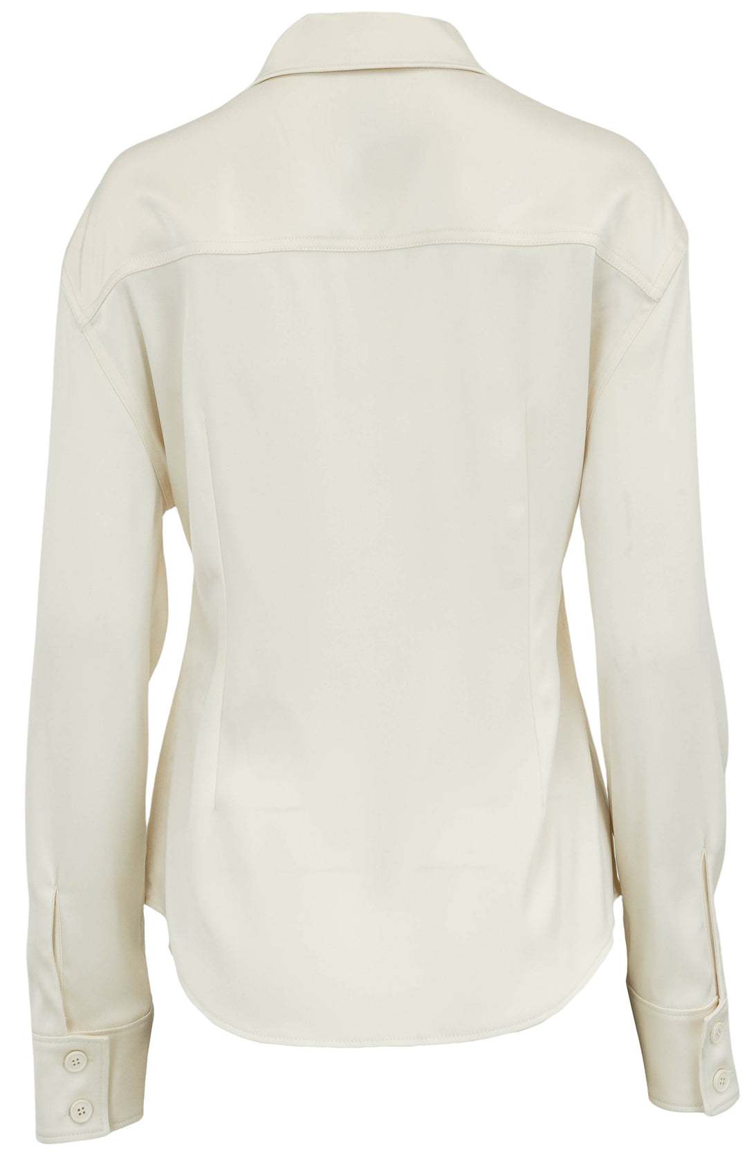 Courrèges Satin Button Down Blouse in Cream