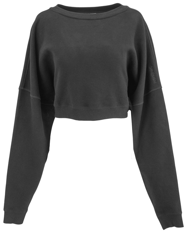 Saint Laurent Cropped Sweatshirt in Black