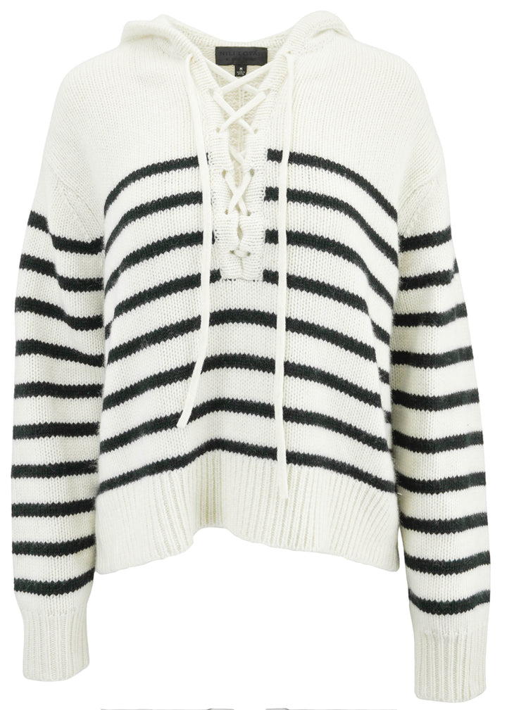 Nili Lotan Noemi Stripe Sweater in White/Black