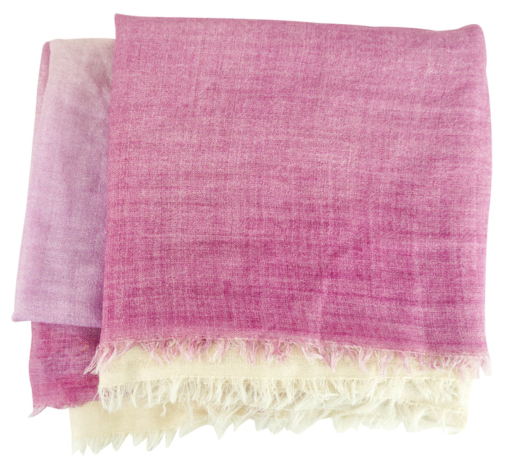 Bajra Cashmere and Silk Scarf in Pink and Cream Ombré