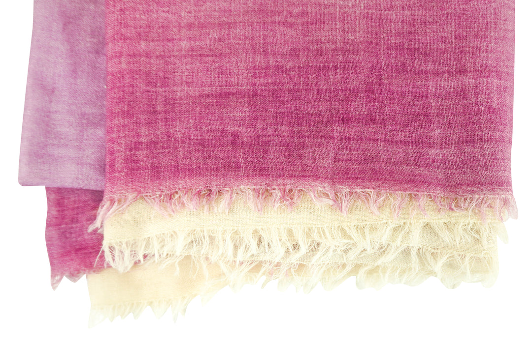 Bajra Cashmere and Silk Scarf in Pink and Cream Ombré