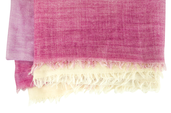 Bajra Cashmere and Silk Scarf in Pink and Cream Ombré
