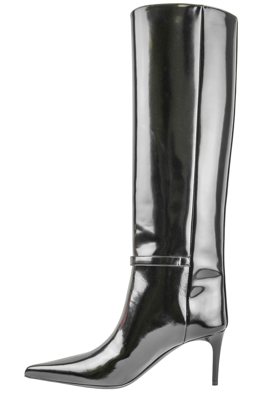 Saint Laurent Lee 70 Patent Leather Boots in Black - Discounts on Saint Laurent at UAL
