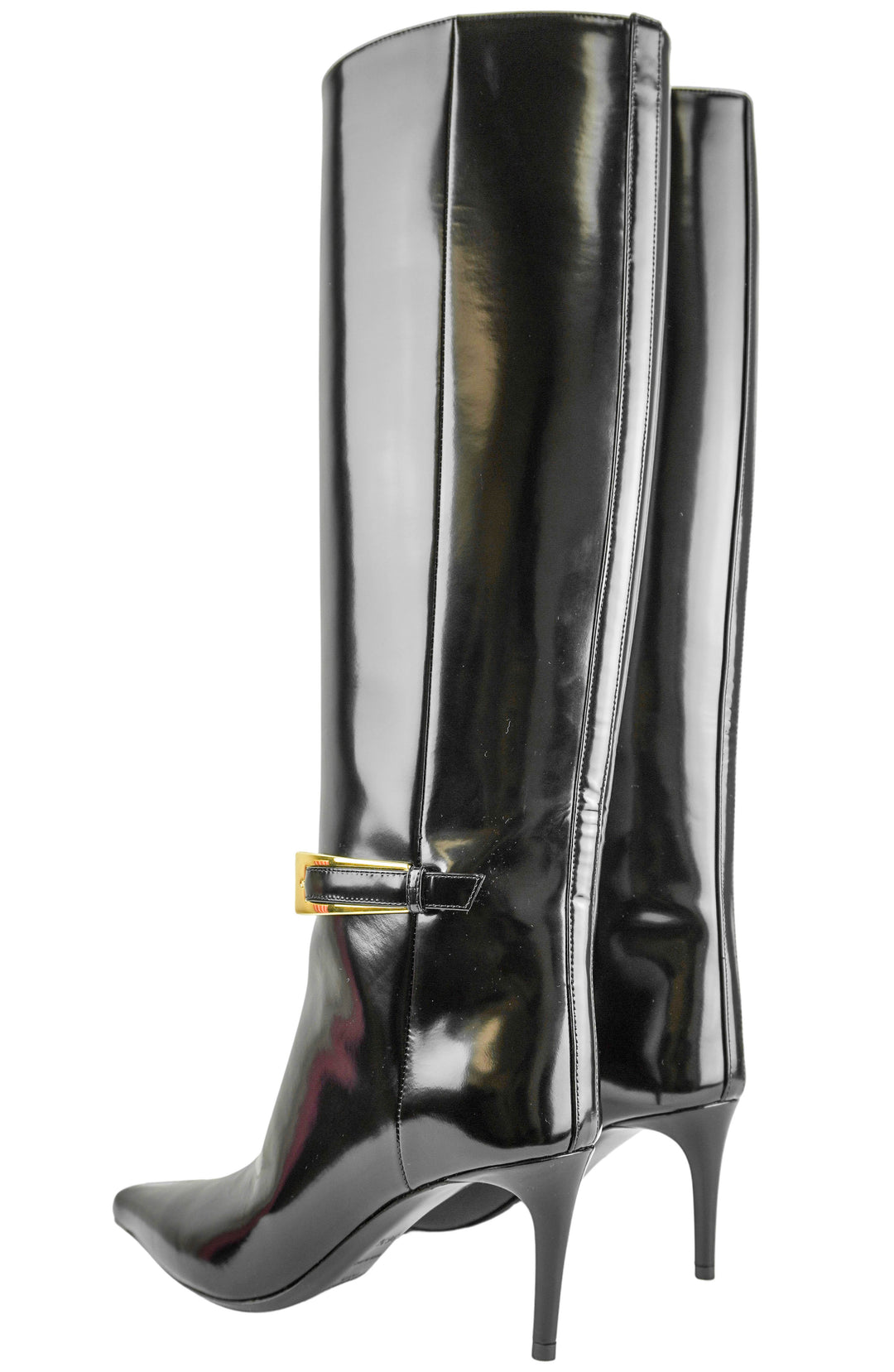 Saint Laurent Lee 70 Patent Leather Boots in Black - Discounts on Saint Laurent at UAL