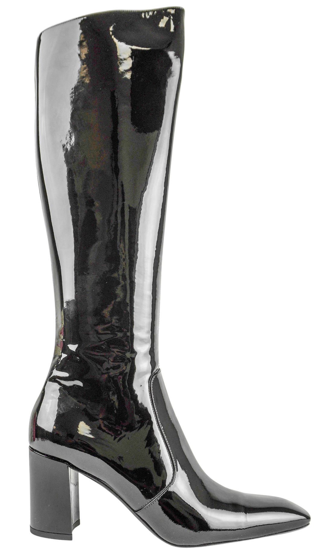Saint Laurent Lauren Patent Leather Boots in Black - Discounts on Saint Laurent at UAL