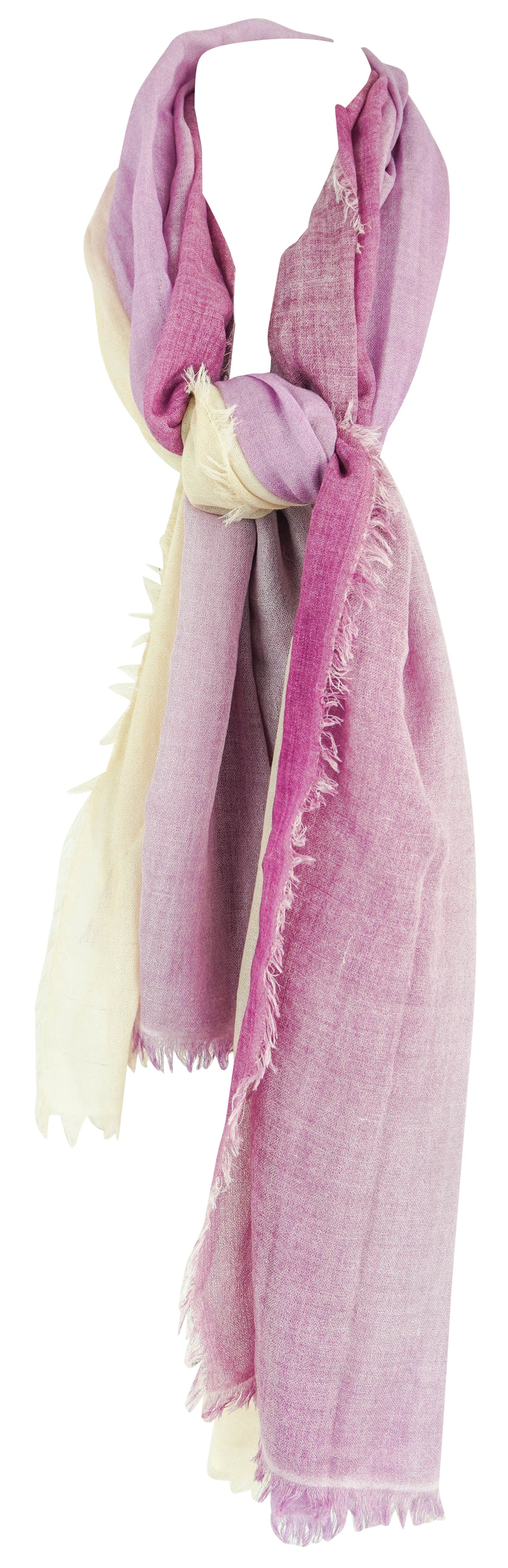 Bajra Cashmere and Silk Scarf in Pink and Cream Ombré