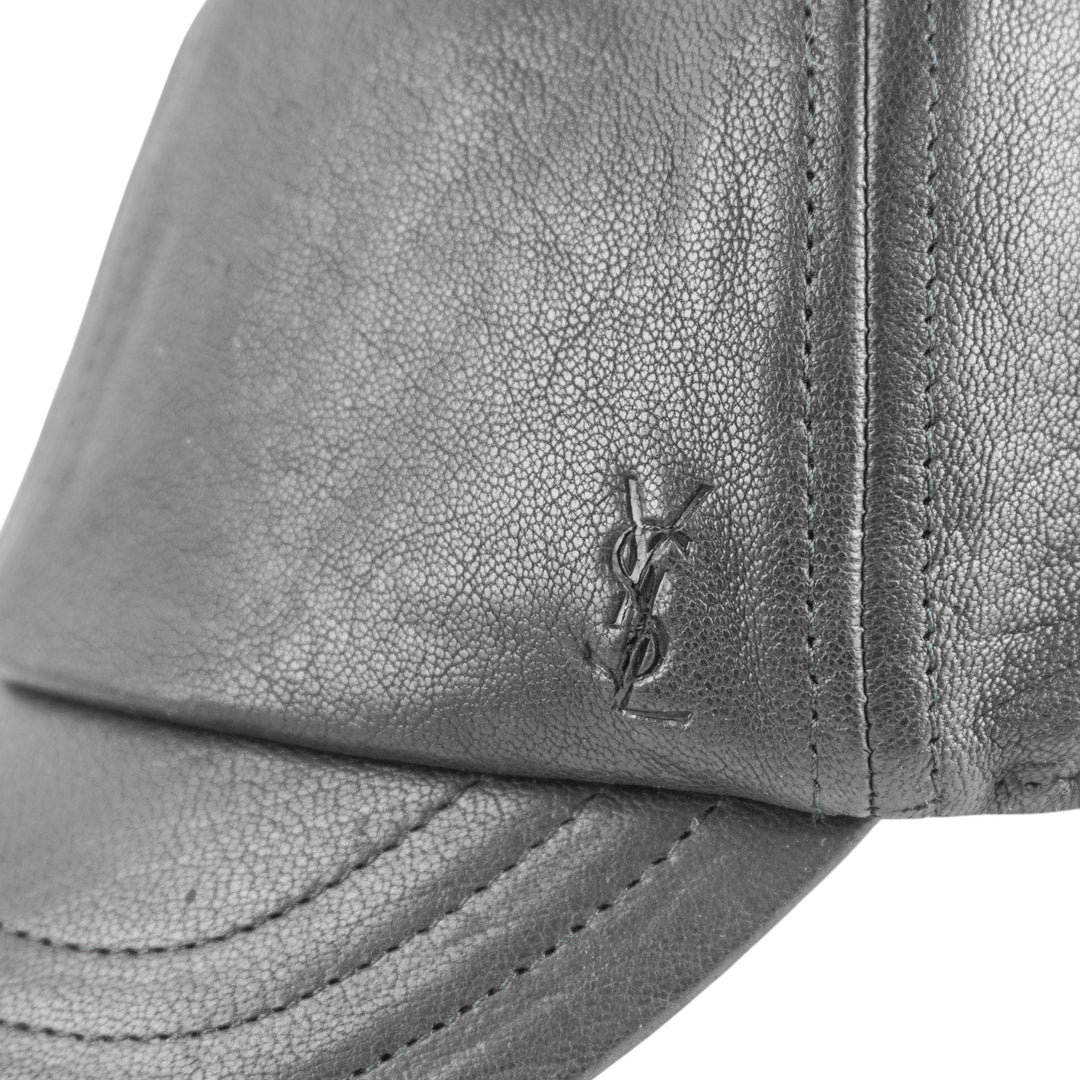 Saint Laurent Leather Cap With Small Visor in Black - Discounts on Saint Laurent at UAL