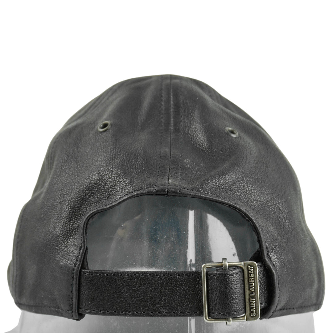 Saint Laurent Leather Cap With Small Visor in Black - Discounts on Saint Laurent at UAL