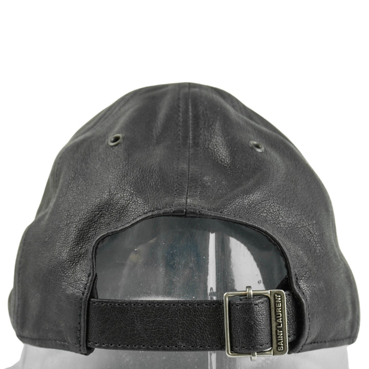 Saint Laurent Leather Cap With Small Visor in Black - Discounts on Saint Laurent at UAL